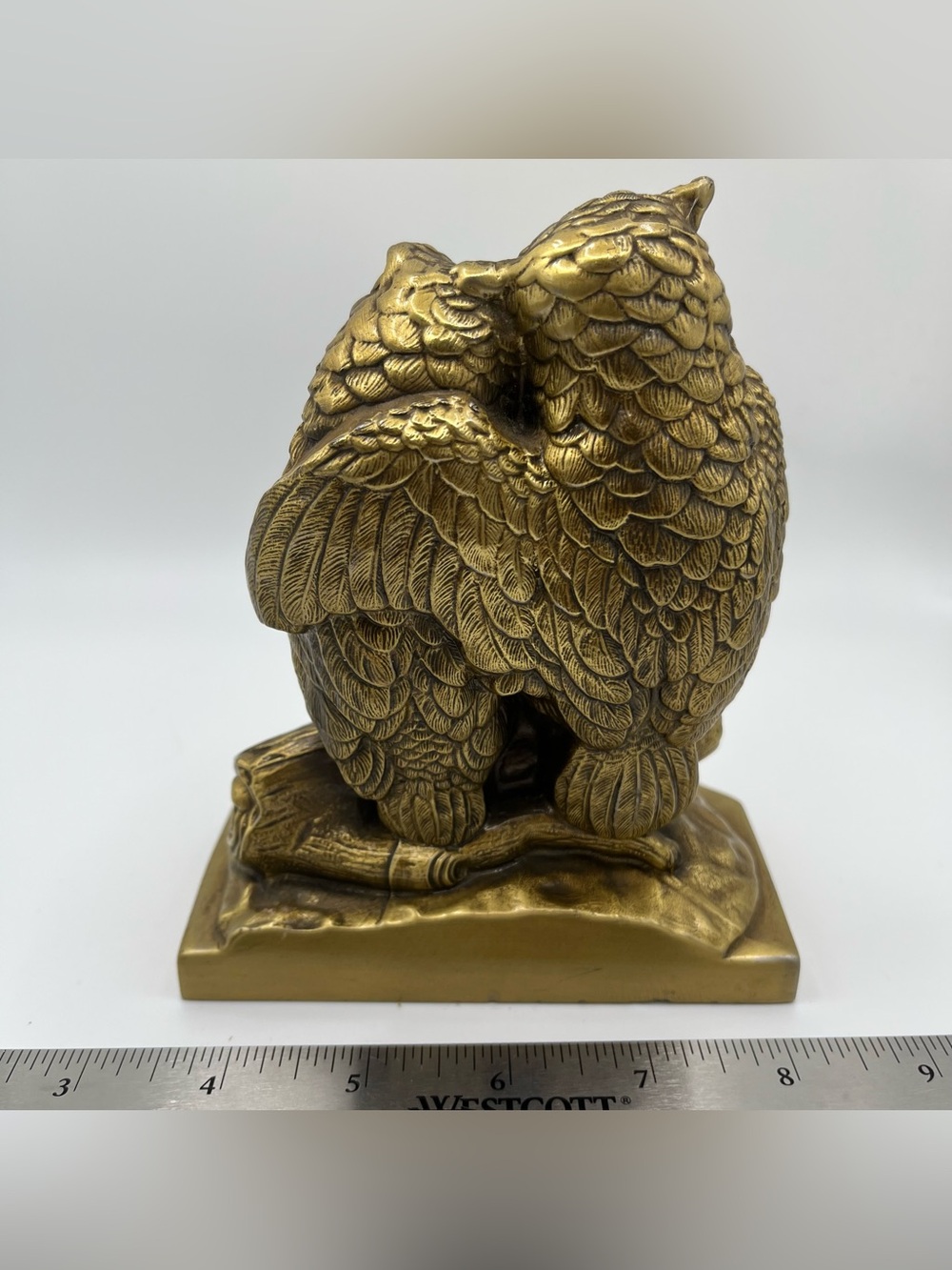 Vintage P.M. Craftsman Brass Loving Owls Bookend 4.75x6x3”; Heavy 3# - Picture 6 of 9
